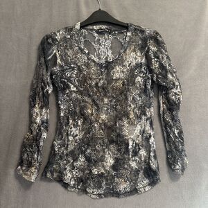 David Cline Sheer Lace Mesh Top Size Small Blue Fairy Grunge Whimsigoth Y2K